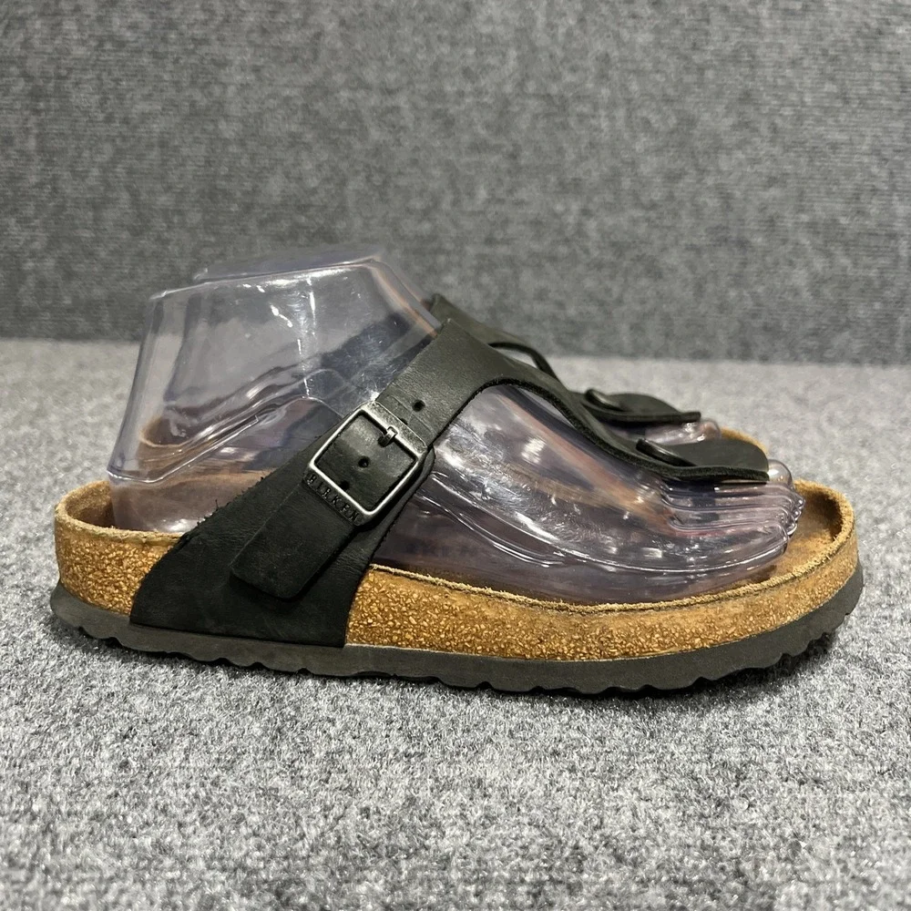 Birkenstock Gizeh Black Birko-Flor Thong Sandals Leather Womens Size 6-6.5 EU 37